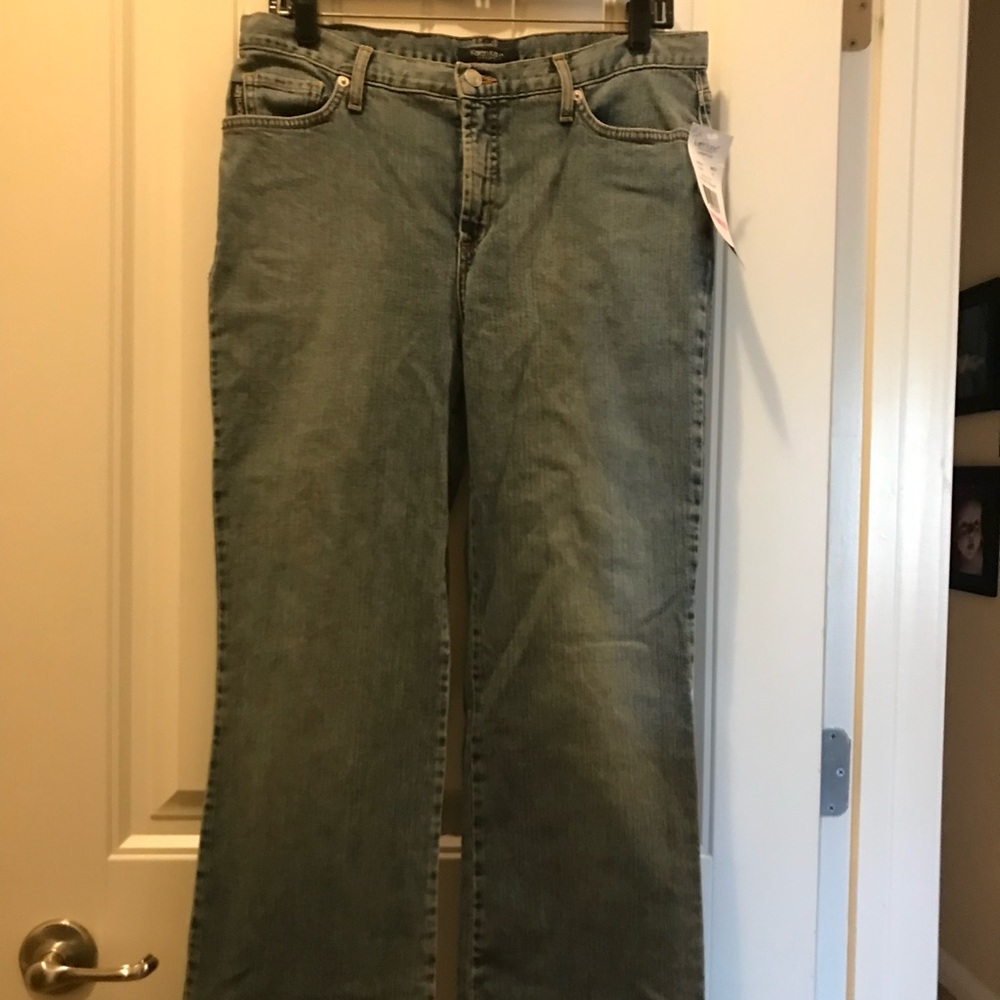 blue Karen Kane low rise straight jeans